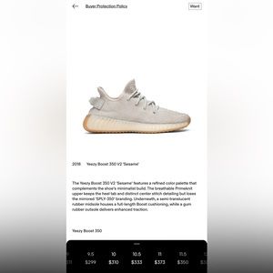 Adidas Yeezy Boost Sesame Men’s 10.5